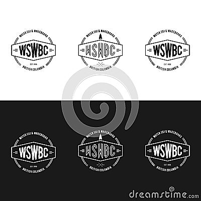 Water skiing Sport emblem logo Vector Illustration