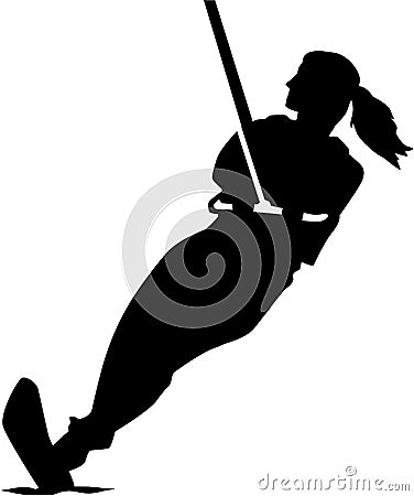 Water skiing woman silhouette Vector Illustration