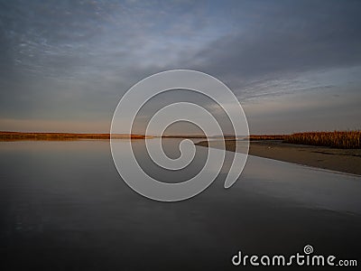 Water and Sky on a Calm Day In Barnstable Harbor Stock Photo