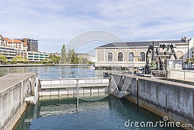 Water sluice on the river Stock Photo