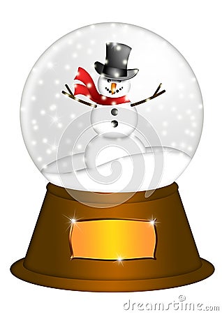 Water Snow Globe with Snowman Illustration Stock Photo
