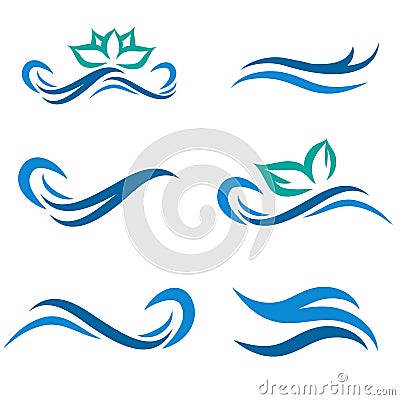 Water and Spa Logo Set Vector Illustration