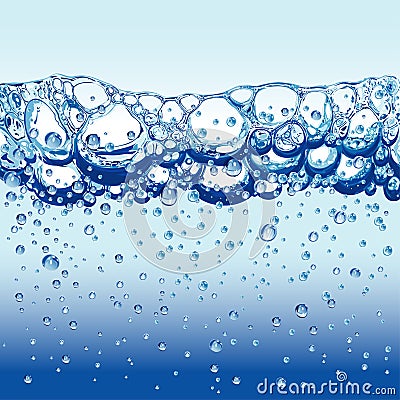 Water with sparkling bubbles and froth Vector Illustration