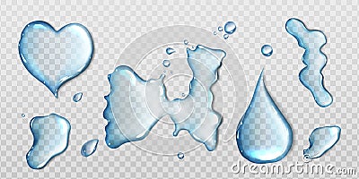 Water spills isolated on transparent background Vector Illustration