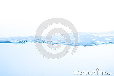 Water splash. Aqua flowing in waves and creating bubbles. Drops on the water surface feel fresh and clean. isolated on white backg Stock Photo