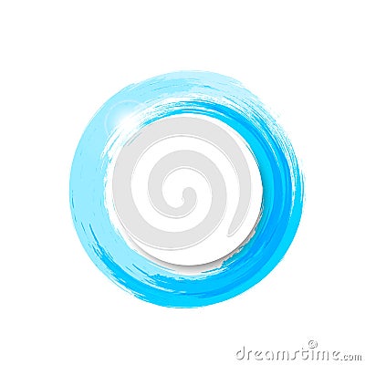 Water splash banner logo, watercolor blue ink circle ring frame vector illustration Vector Illustration