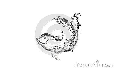 Water splash or bubbles with fish dolphin . water textured background. Isolated on white background. Stock Photo