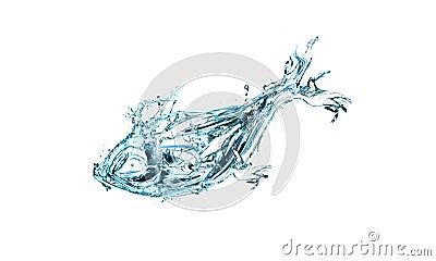 Water splash or bubbles with fish. water textured background. Isolated on white background. Stock Photo