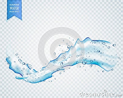 water splash flowing on transparent background Vector Illustration