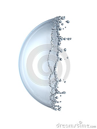 Water splash in the form of a sphere . 3D Stock Photo