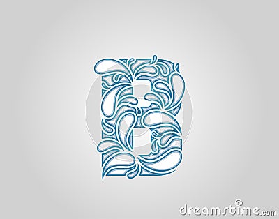 Water Splash, Initial B Letter Logo Icon, water droplets and splash doodle alphabet icon Vector Illustration