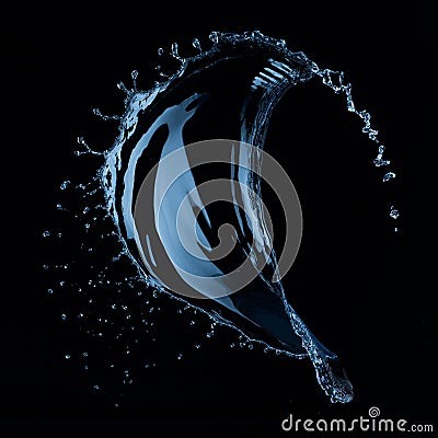 Water splash isolated on black Stock Photo