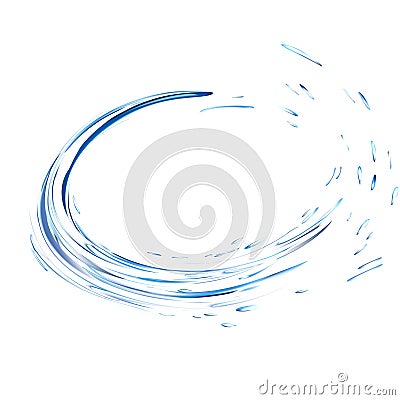 Water splash ring with drops isolated on white background. blue realistic aqua circle. top view. 3d illustration. Liquid Vector Illustration