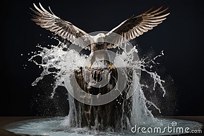 water splash from a thrown stone resembling a flying eagle Stock Photo