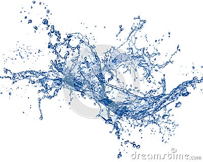 Water splash on white background with ripple and reflection. - Image Stock Photo