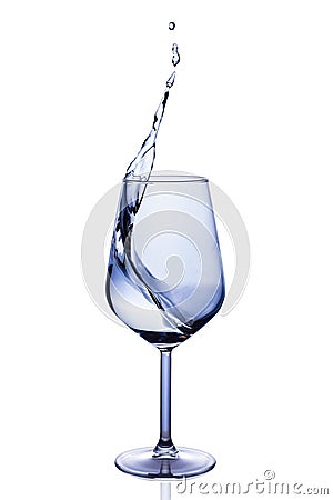 Water splash in wine glass isolated over white Stock Photo