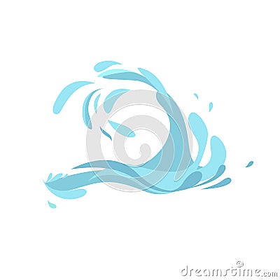 Water splashes collection blue waves wavy symbols Vector Illustration