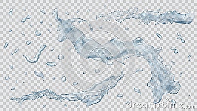 Water splashes and water drops. Transparency only in vector file Vector Illustration