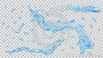 Water splashes and water drops. Transparency only in vector file Vector Illustration