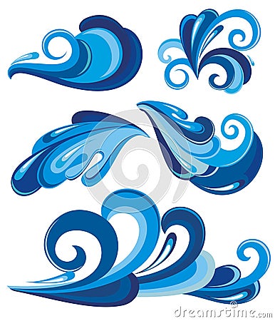 Water splashes and waves Vector Illustration