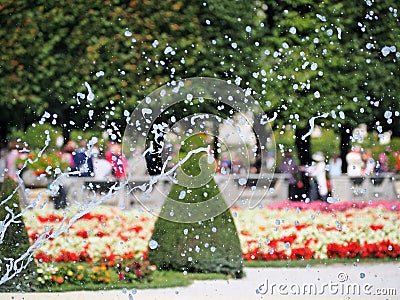 Water splashing from fountain in Mirabell Garden in Salzburg Stock Photo