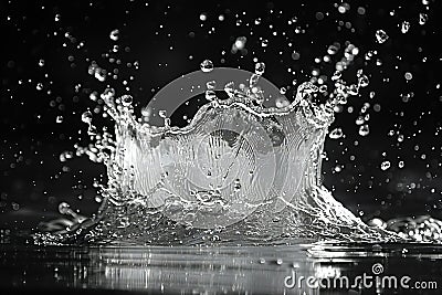 Water splashing, isolated on a black background. in the style of clipping path. full depth of field. focus stacking technique Cartoon Illustration