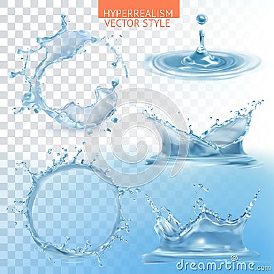 Water splashing vector set Vector Illustration