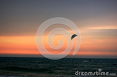 Water sport kitesurfer by the sea Editorial Stock Photo