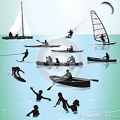 Water sport and swimming Vector Illustration