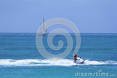 Jet ski - water sports in the Caribbean Editorial Stock Photo