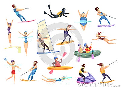 Water Sports Set Vector Illustration