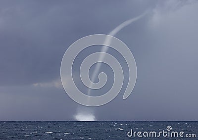 Waterspout / water spout, twister, tornado at sea Stock Photo