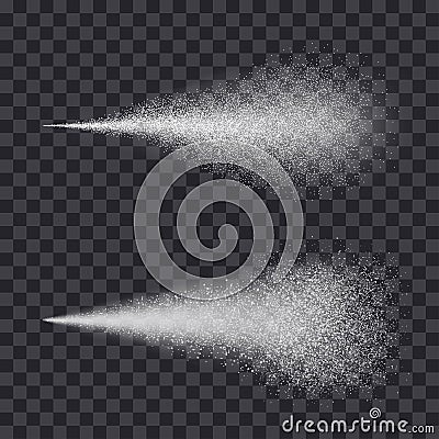 Water spray mist of atomizer or smoke, paint dust particles. Modern spray effect on transparent background Stock Photo