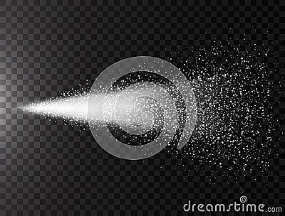 Water spray mist of atomizer on transparent background. Realistic spray with drops, dust, smoke and white fog. Water Vector Illustration