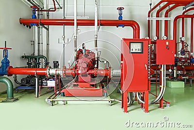 Water sprinkler and fire alarm fighting system Stock Photo