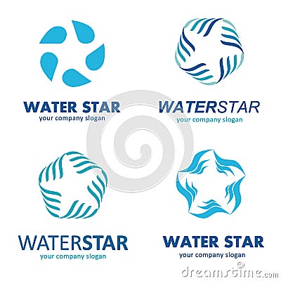 Water star logo template. Water Association. Vector Illustration