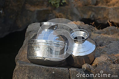 Water storing pots: found in the house every indian villager Stock Photo