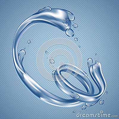 Water stream effect in form of round circles Vector Illustration