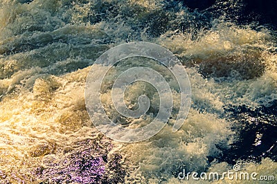 Water stream with foam. falling river water. waterfall flow. abstract water background Stock Photo