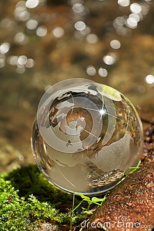 Water stream, globe, ecology Stock Photo