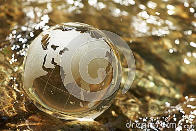 Water stream, globe, ecology Stock Photo