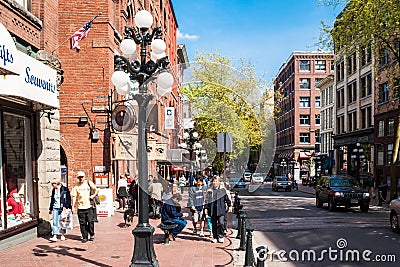 Water Street in historic district Gastown, Vancouver Editorial Stock Photo