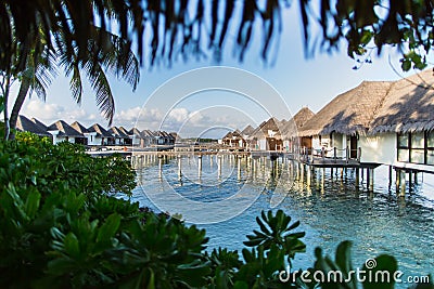 Water suite view at Four Seasons Resort Maldives at Kuda Huraa Stock Photo