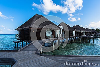 Water suite view at Four Seasons Resort Maldives at Kuda Huraa Stock Photo