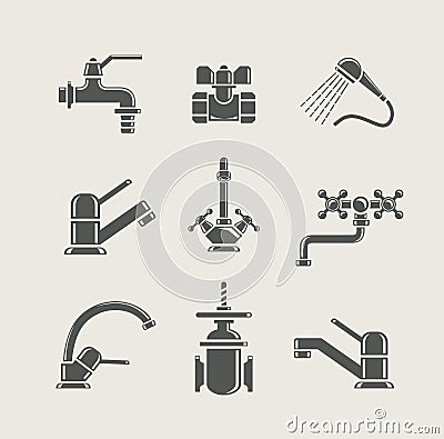 Water-supply faucet mixer, tap, valve for water Vector Illustration