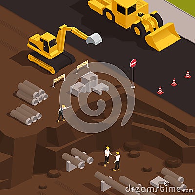 Water Supply Isometric Composition Vector Illustration