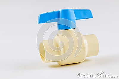 Water supply system controller on hydrant ball valve on white background Stock Photo