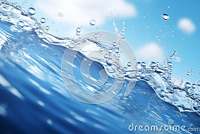 Water surface with air bubbles and sunlight. Abstract background. 3d rendering - Ai Generated Stock Photo