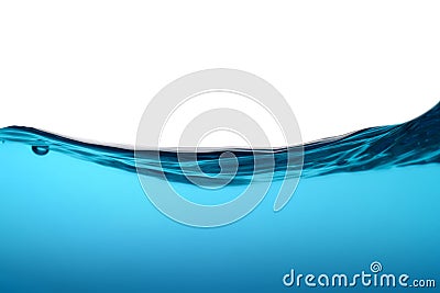 Water surface movement. white background. Movement. Close-up view. Stock Photo