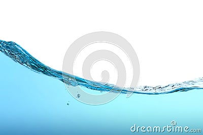 Water surface movement. white background. Close-up view. Stock Photo